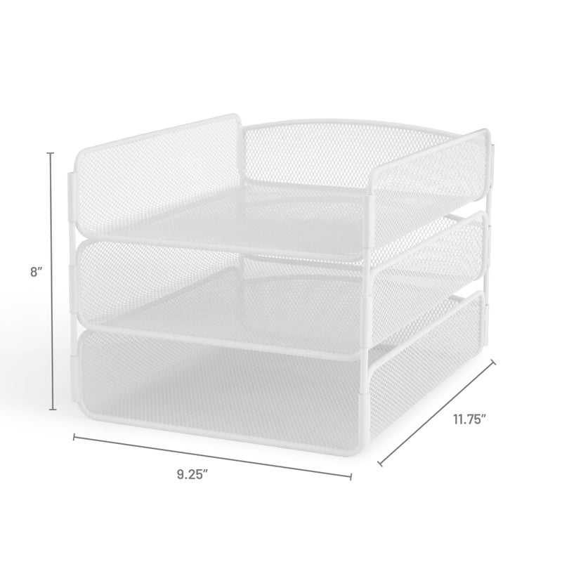 Safco Onyx Desk Organizer  3 Trays  Office and Classroom Mailbox  Paper and Mail Sorter  Steel Mesh  White - Image 3